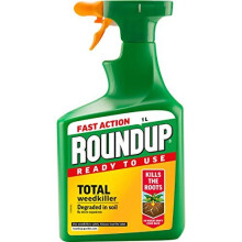 Roundup Total Fast Action Weed Killer 1 Litre Kills weeds & roots in 1-2 days, ready-to-use, safe after drying, residue-free for replanting