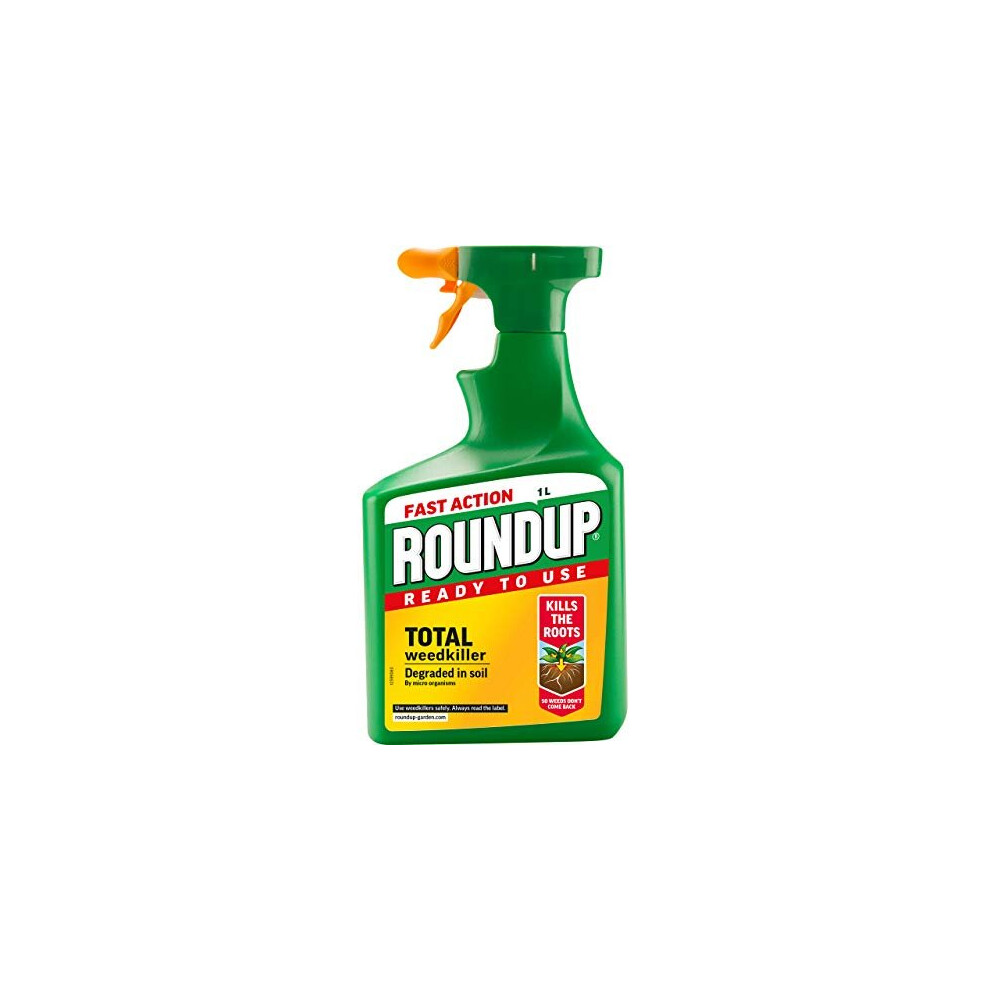 Roundup Total Fast Action Weed Killer 1 Litre Kills Weeds & Roots In 1-2 Days, Ready-To-Use, Safe After Drying, Residue-Free For Replanting
