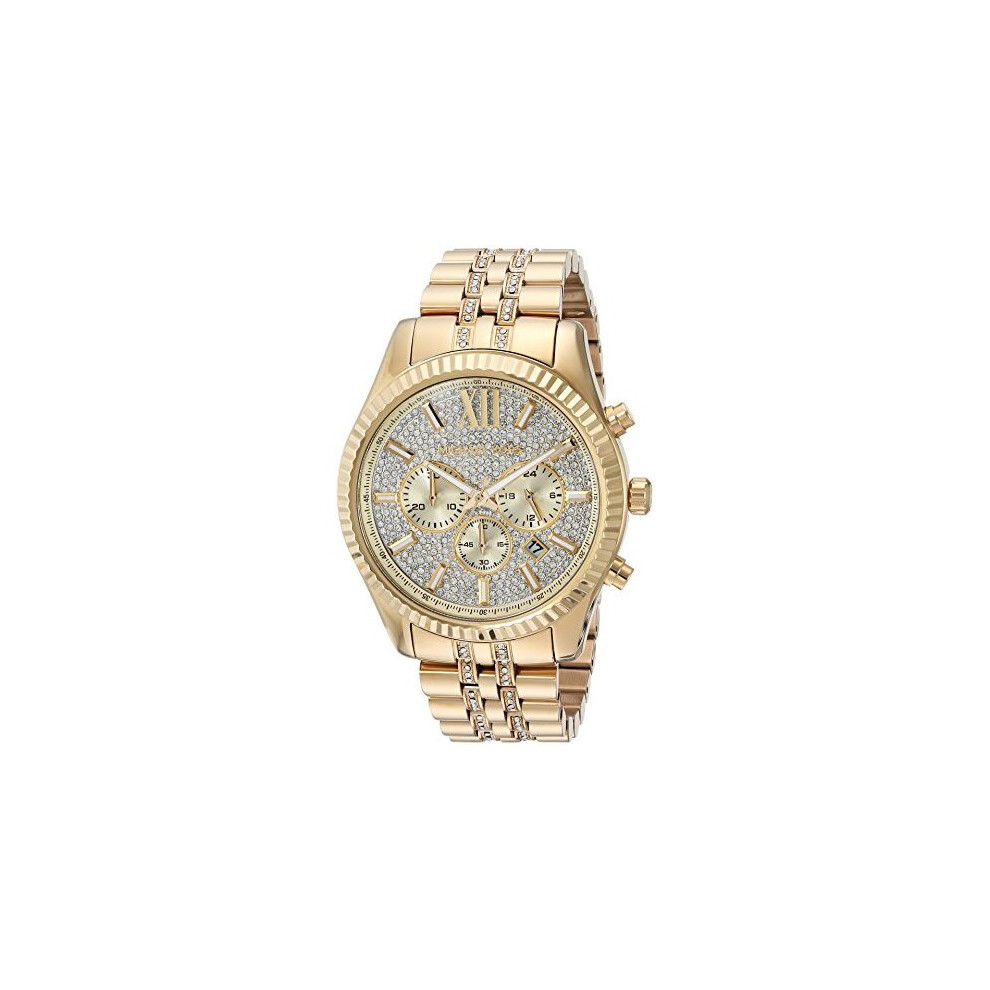 Michael Kors Mens Stainless Steel Analog-Quartz Watch with Stainless-Steel Strap, Gold, 22 (Model: MK8579)