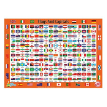 Little Wigwam Flags And Capitals Chart - Tear-Resistant Educational Poster (24 x 17 inches)