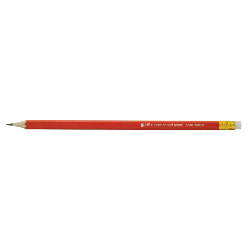 5 Star Office Pencil with Eraser HB Red Barrel