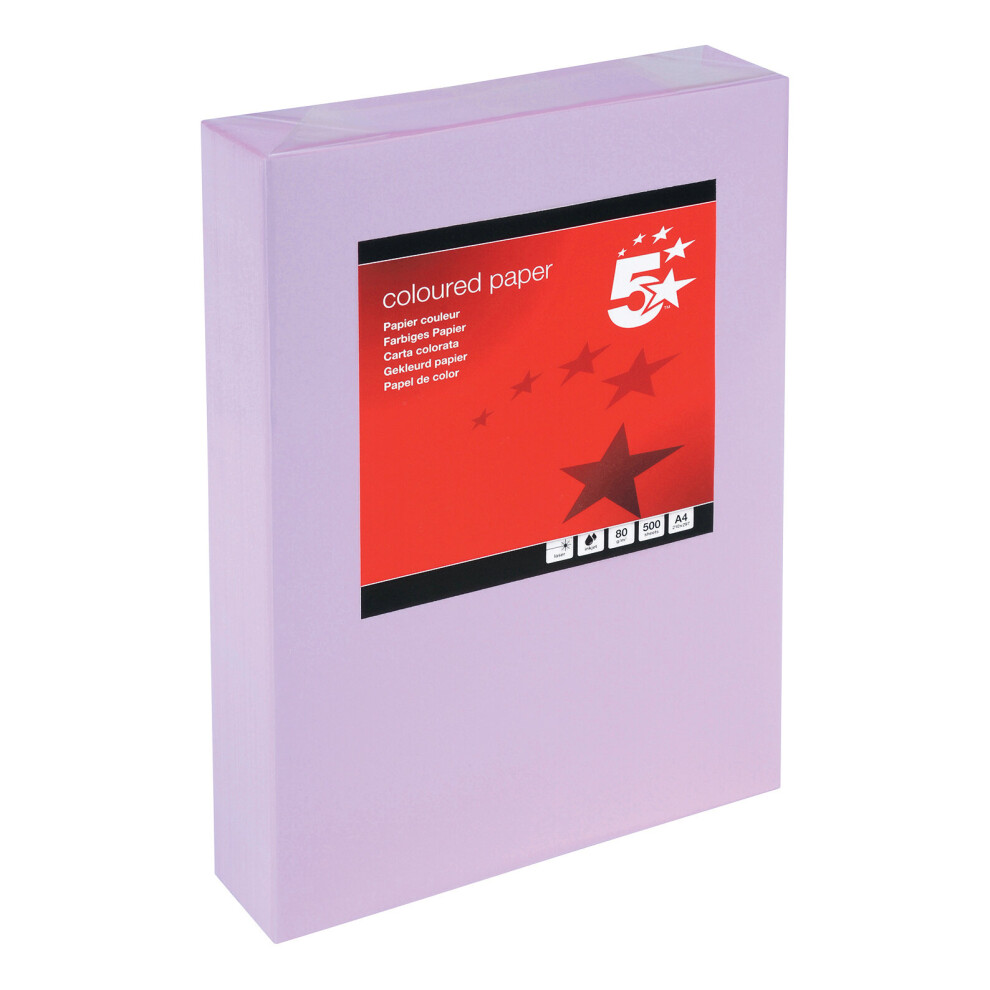 5 Star Office Coloured Copier Paper Multifunctional Ream-Wrapped 80gsm A4 Medium Violet