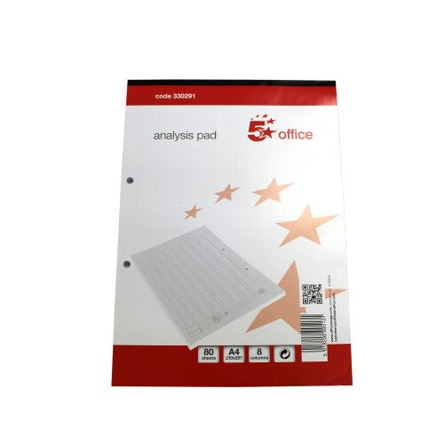 5 Star Office 5 Star Office Analysis Pad 8 Cash Column 80 Sheets A4