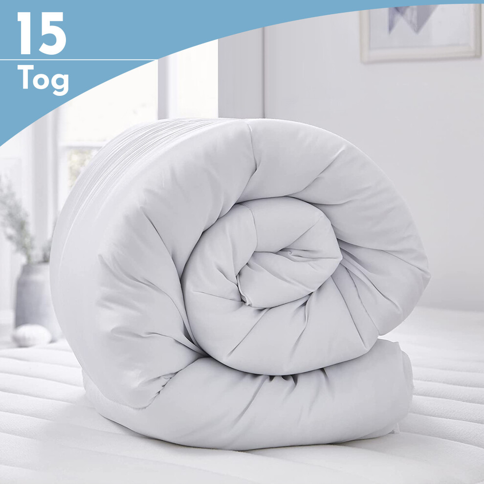 (Single: (135 x 200)cm, 15 TOG) Down Duvet Quilt Tog Luxury Hotel Quality Winter Warm Duvet Tog 10.5,13.5 & 15