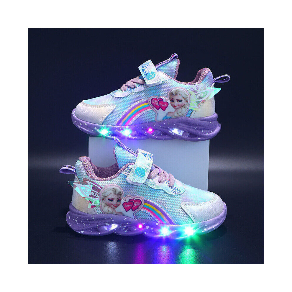 (  Purple,   UK 9 kids) Kids LED Luminous Shoes Sneakers Flashing Girls Light Up Trainers Xmas Gifts