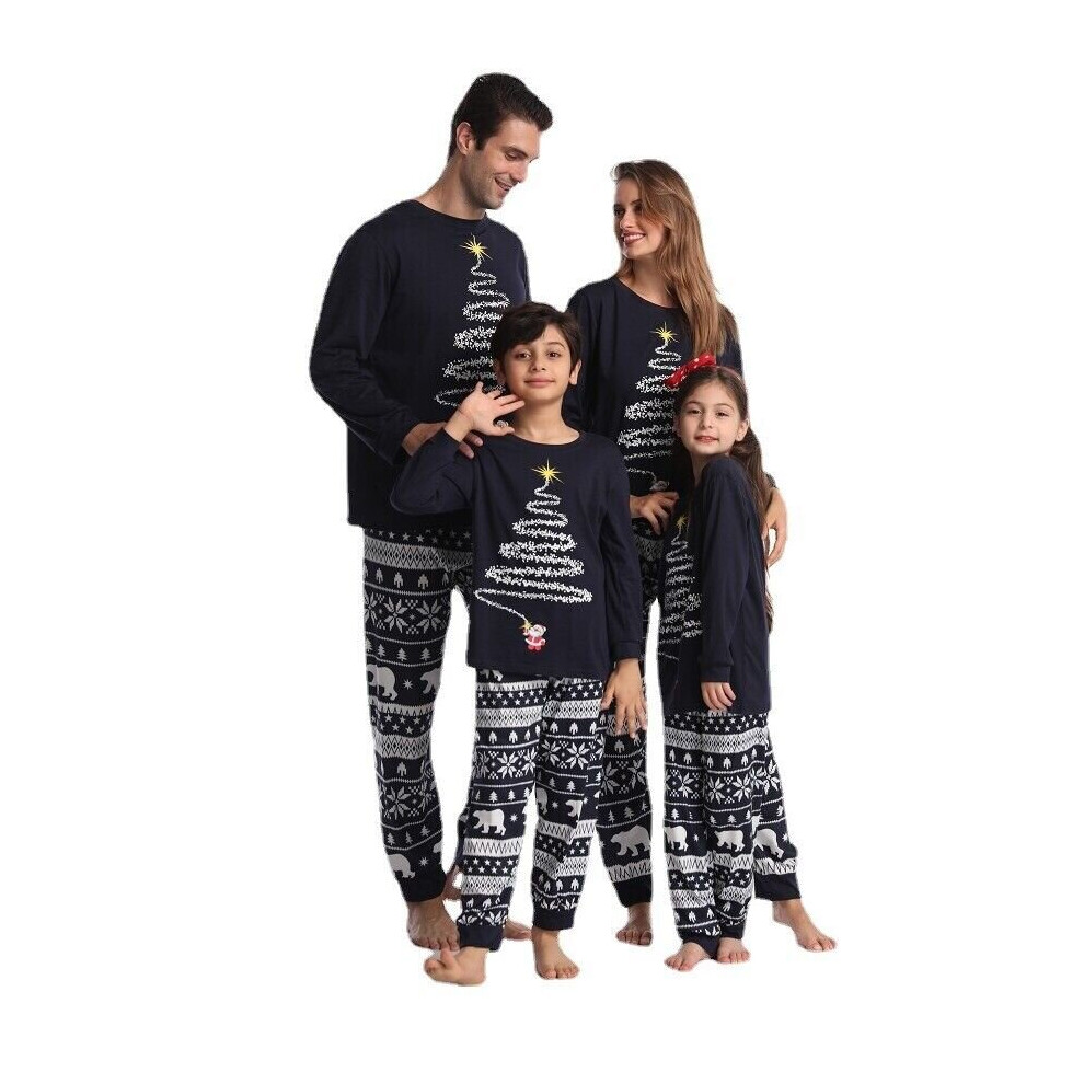 (  Navy Blue,   Mom-L) Family Matching Christmas Pyjamas Adult Kids Xmas Nightwear Pajamas Pjs Set