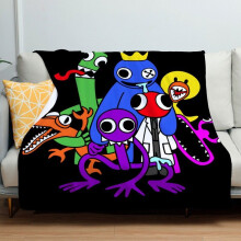 (C, 130*150cm) Roblox Rainbow Friends Flannel Blanket Office Sofa Bed Warm Soft Blanket Winter