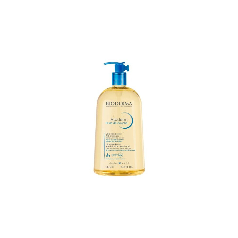 Bioderma Atoderm Shower Oil - Cleansing Oil Body Wash for Very Dry to Eczema-Prone Skin, Shower Oil to Nourish, Soothe & Restore Sensitive Skin- 1L
