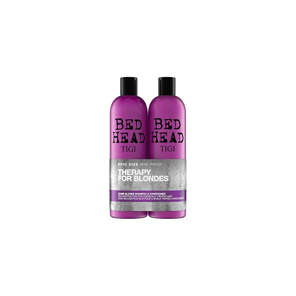 Bed Head by TIGI - Dumb Blonde Shampoo and Conditioner Set - Nourishing Professional Coloured Hair Treatment - Ideal For Blonde Hair - 2x750ml