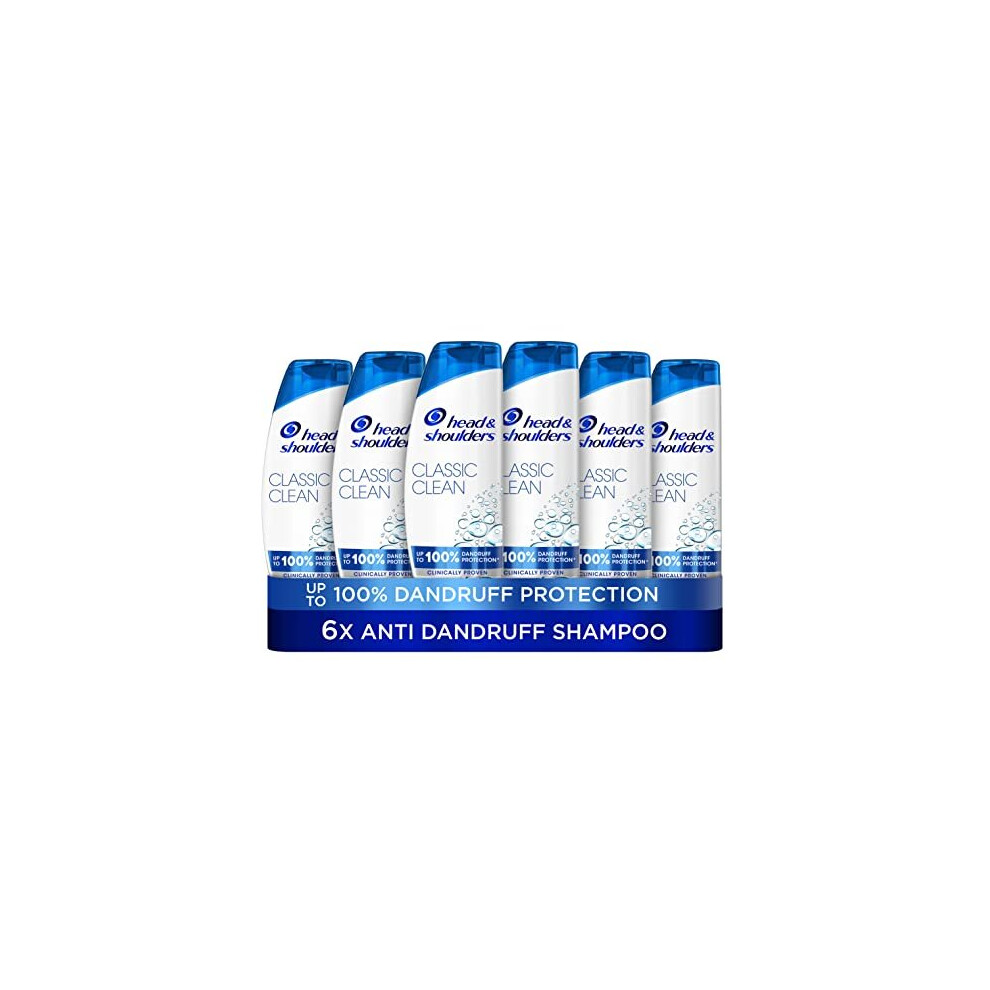 Head & Shoulders Classic Clean Dandruff Shampoo, Pack of 6 ( 6 x 250 ml), Clinically Proven Deep Clean, UK #1 Shampoo