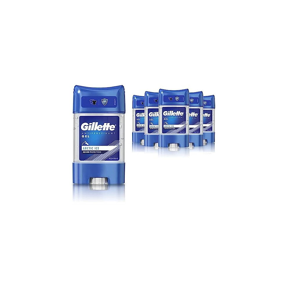 Gillette Antiperspirant Deodorant Gel For Men, 420 ml (70 ml x 6), 48-Hour Invisible Sweat and Odour Protection, Artic Ice