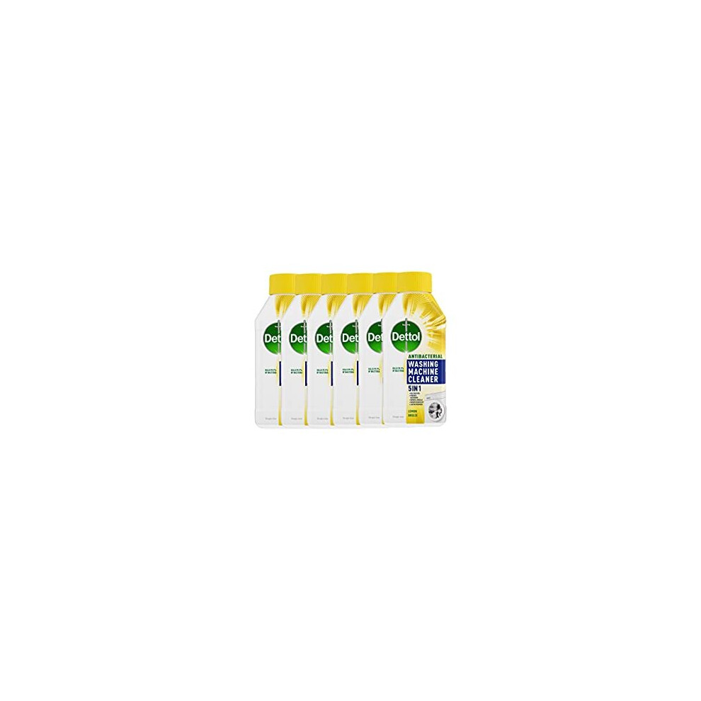 Dettol Antibacterial Washing Machine Cleaner, Removes Limescale, Dirt & Bad Odours, Lemon Breeze , Pack of 6 x 250ml
