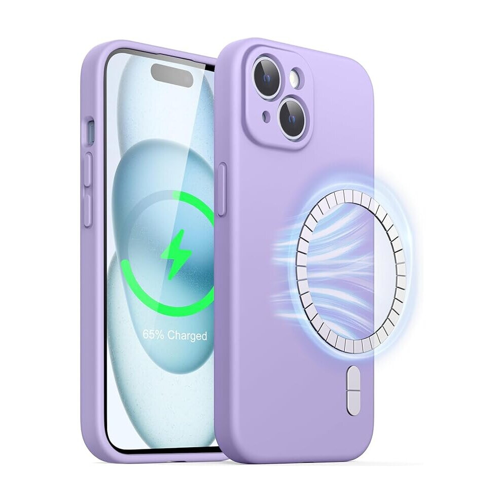 iPhone 15 6.1JETech Magnetic Silicone Case-Inch, Compatible with MagSafe, Phone Cover with Camera Lens Full Protection (Light Purple)