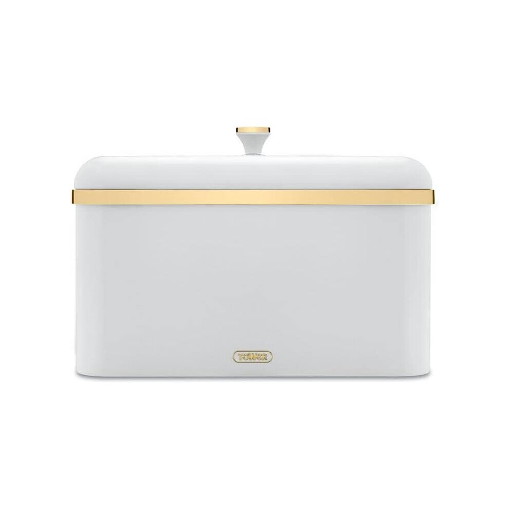 Tower Bread Bin Breadbin & Champagne Cavaletto Kitchen Home White/Gold