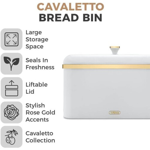 Tower White Bread Bin Breadbin White & Champagne Gold TOWER Cavaletto Kitchen Home 1