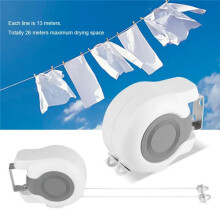42.65ft Wall-Mounted Retractable Double Clothes Drying Line Indoor Outdoor Washing Lines