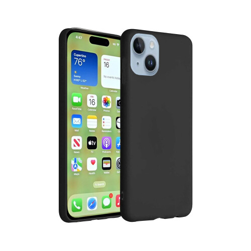 (Black) For Apple iPhone 15 Plain Silicone Gel Phone Case Cover