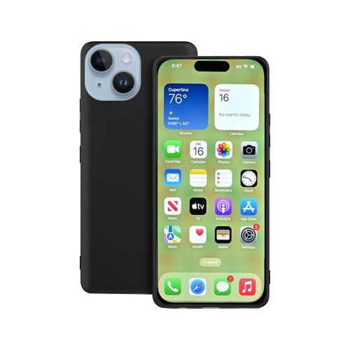(Black) For Apple iPhone 15 Plain Silicone Gel Phone Case Cover 1
