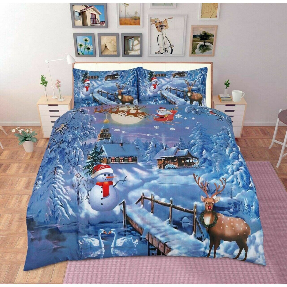 (Double ) Festive Season Christmas Xmas Duvet Cover Santa Clause