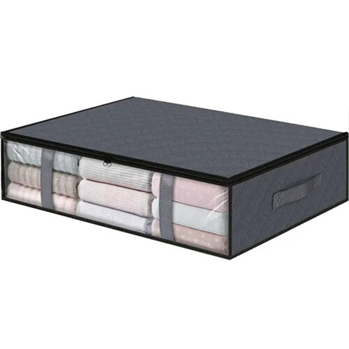 (Grey) Clothes Storage Foldable Blanket Storage Bags