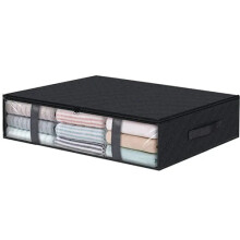 (Black) Clothes Storage Foldable Blanket Storage Bags