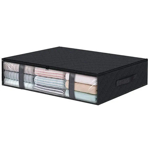 (Black) Clothes Storage Foldable Blanket Storage Bags