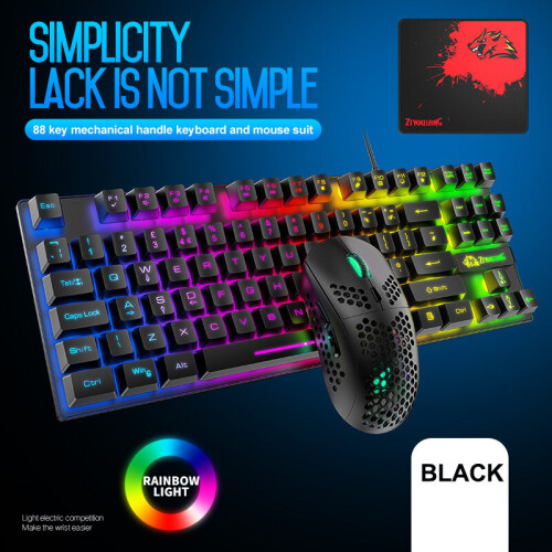 (black) Gaming Keyboard Mouse Set 88 Key Mechanical Gaming Set