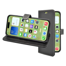(Black) For Apple iPhone 15 Pro Max Wallet Flip PU Leather Stand Card Slot Case Cover