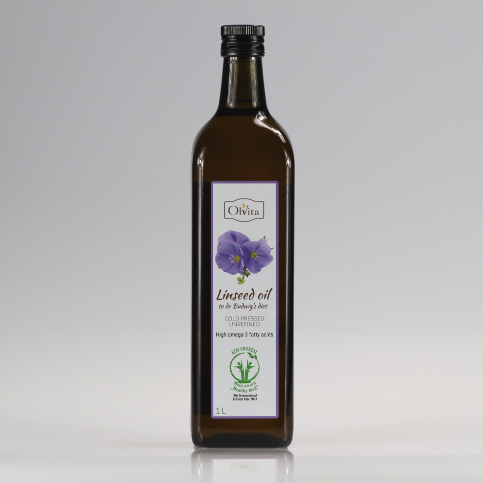 Raw Cold Pressed Unrefined Linseed oil for Dr Budwig Diet 1000 ml