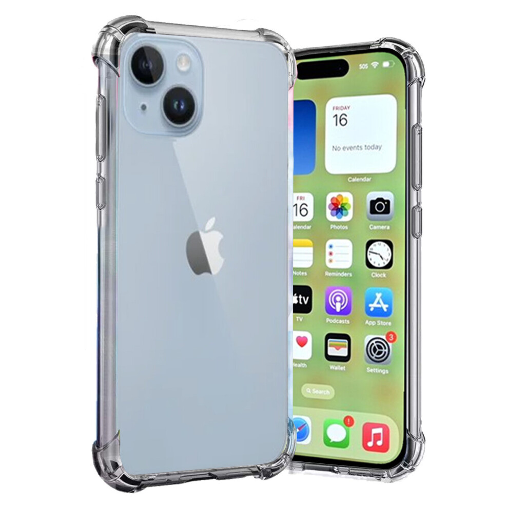 (Clear) For Apple iPhone 15 Silicone Gel TPU Phone Case Cover