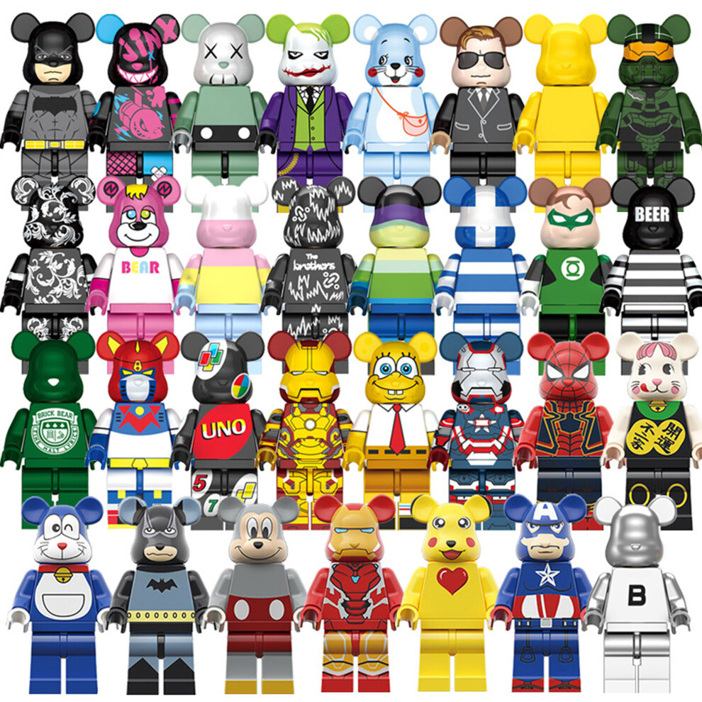 Bonxaif 31Pcs Bearbrick Graffiti Spider-Man Minifigures Toys Fit Lego