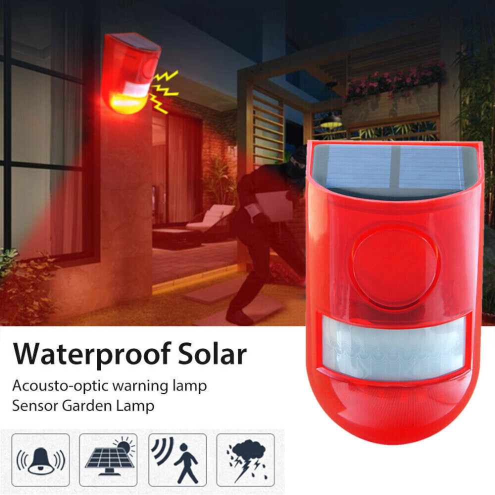 (  Solar Alarm Strbe Light) Solar Powered Motion Sensor Security Alarm Voice And Light Warning Outdoor Farm