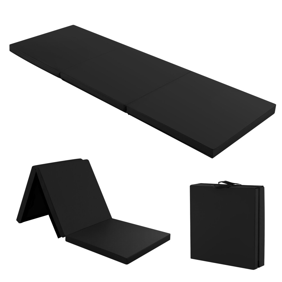 Tri-Fold Folding Exercise Mat w/Hook & Loop Fastener &Carrying Handles