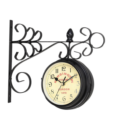Living And Home Antique Metal Double Sided Wall Clock 2