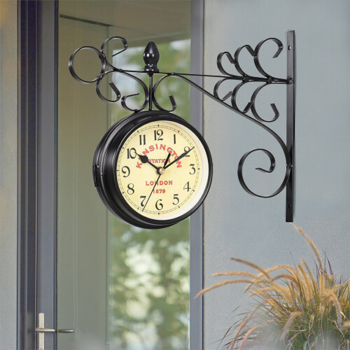 Living And Home Antique Metal Double Sided Wall Clock
