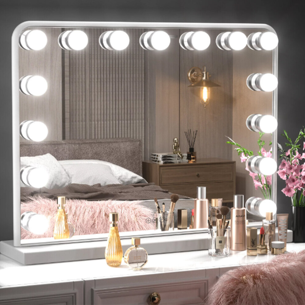 (White) Large Hollywood Dimmable LED Makeup Vanity Mirror