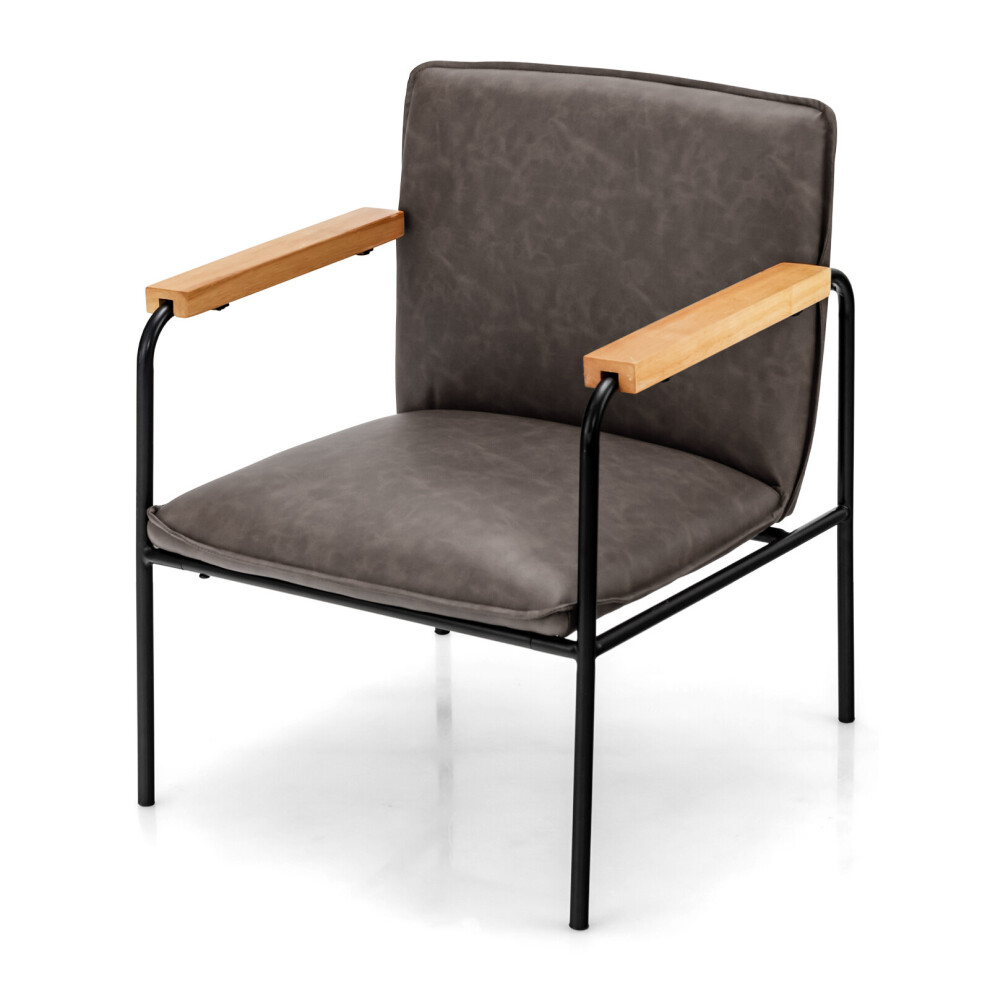 Casart Pu Leather Accent Chair Armchair With Firm Cushions & Comfy Backrest