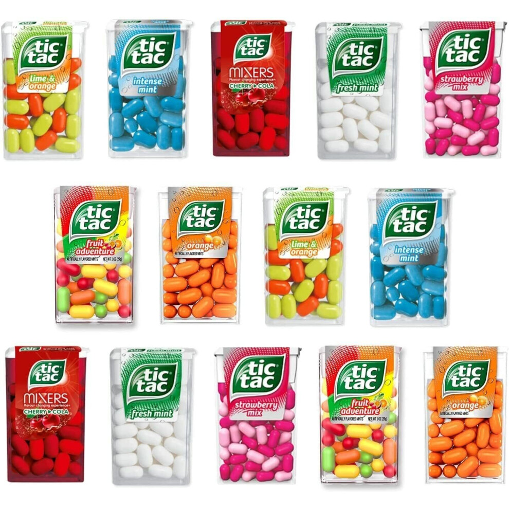 15 Mixed Tic Tac Various Flavors Collection- Fresh mint, Intense Mint