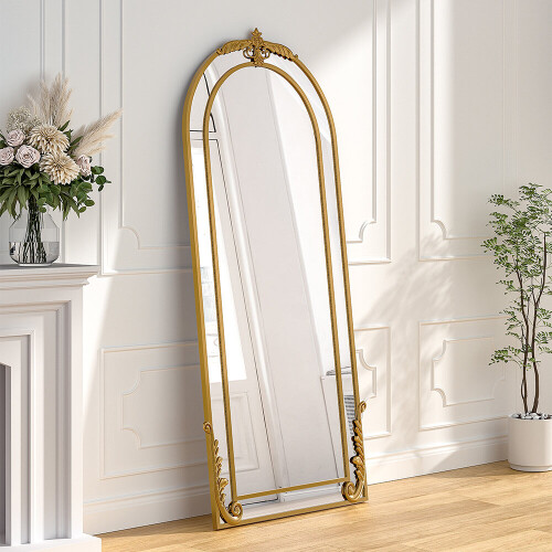 Living And Home Vintage Gold Frame Arch Floor Mirror 1