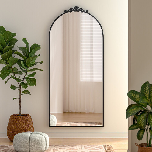 Living And Home Vintage-Inspired Black Metal Framed Accent Mirror 1