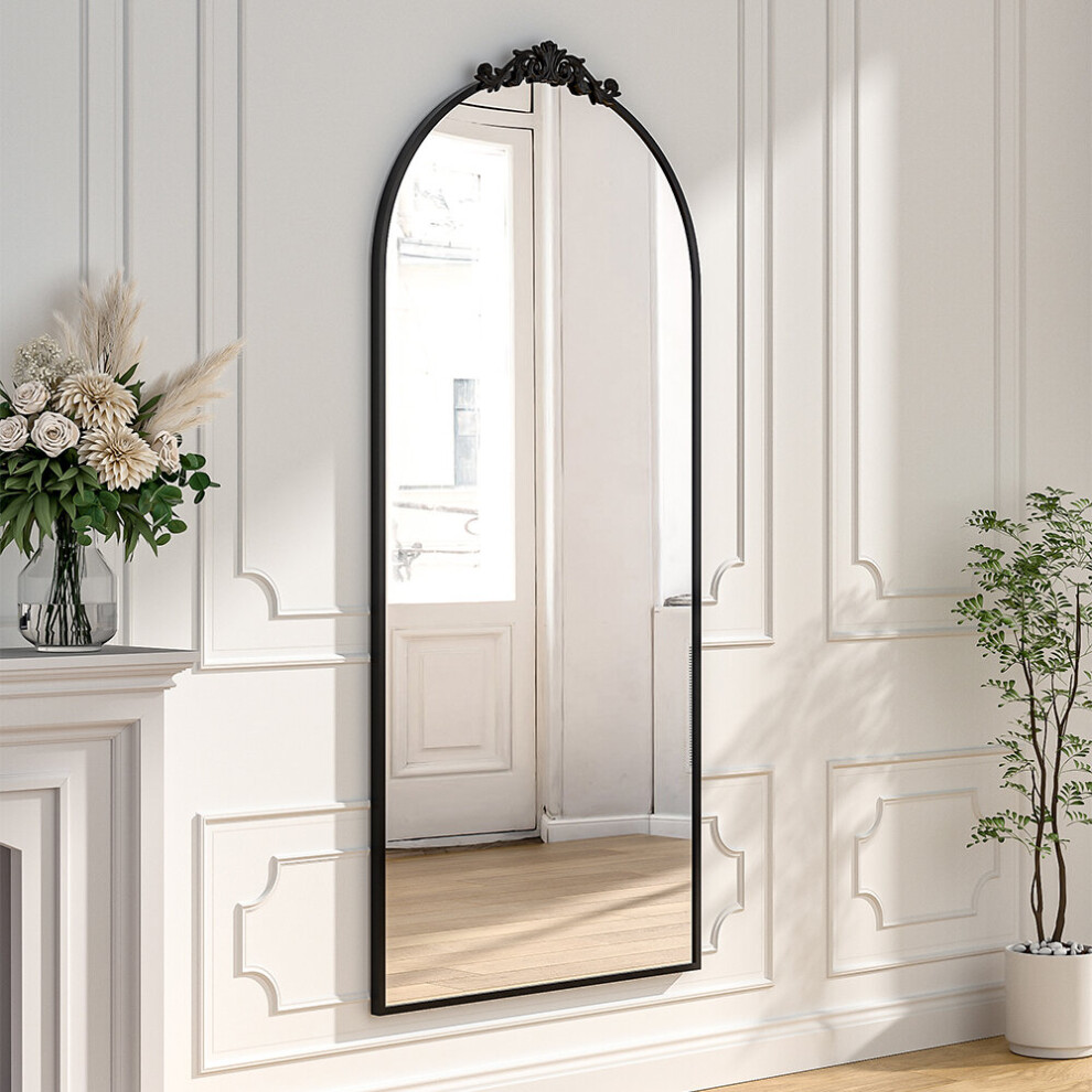 Vintage-Inspired Black Metal Framed Accent Mirror