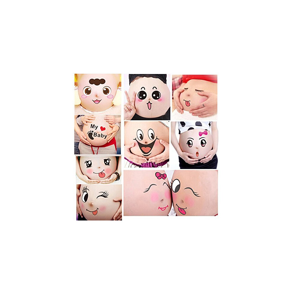 10 Sheets Facial Expressions Pregnancy Baby Bump Belly Stickers Maternity Week Stickers Tafly