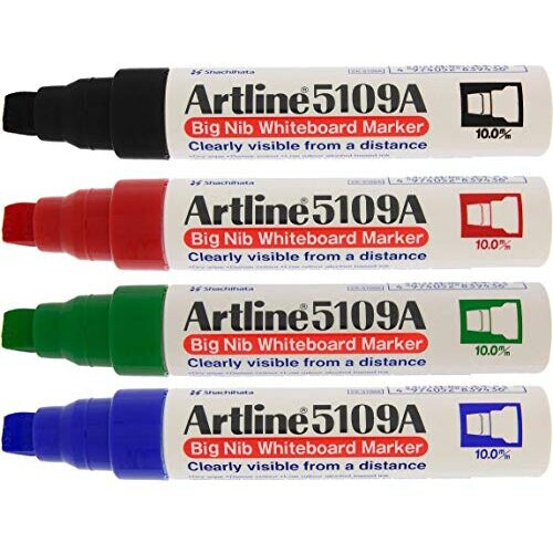 Artline 5109A Extra Thick Whiteboard Pens - Pack 4