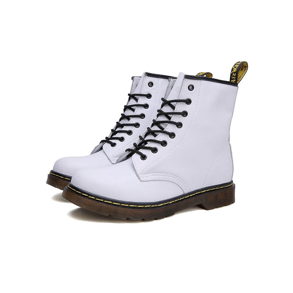 (White , UK 4.5=EUR 39) Women Retro Boots Classic Leather Ankle Boot Shoes For christmas Gifts