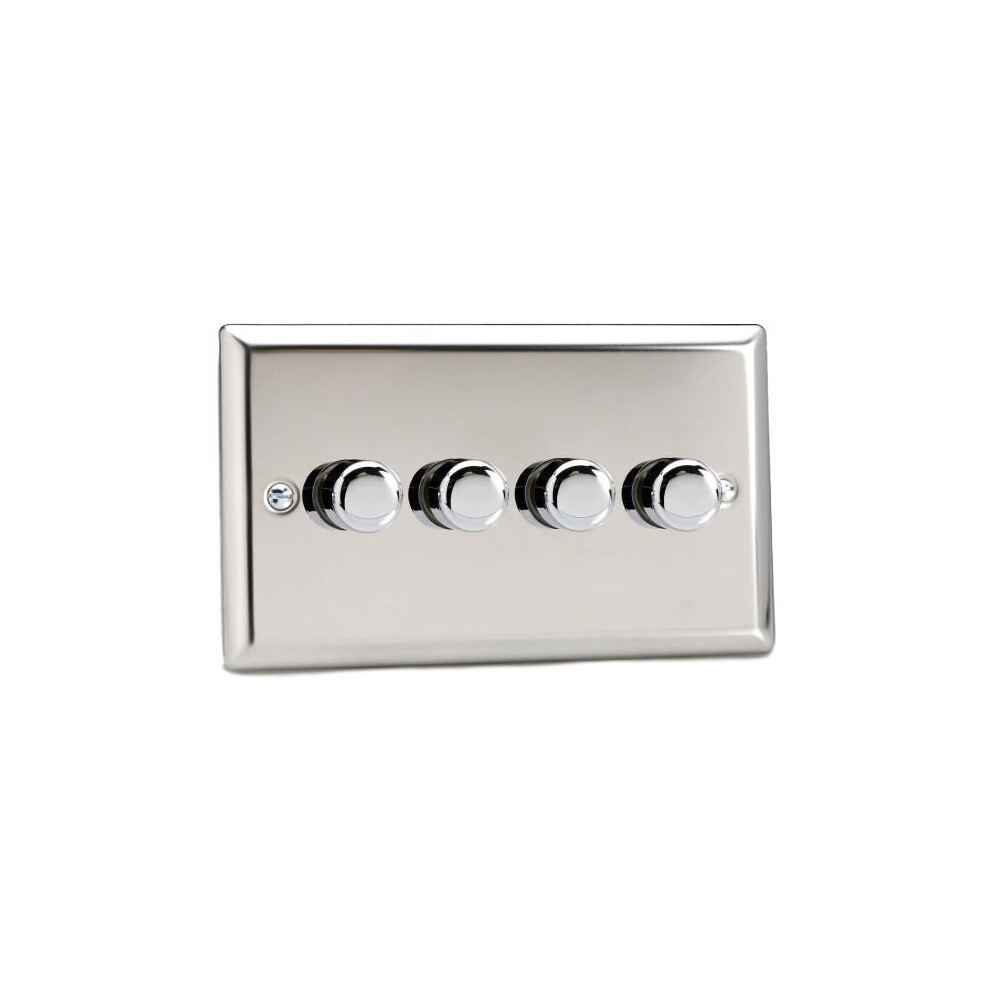 Varilight Jcdp254 Led Dimmer Switch 4 Gang 0-120W - Mirror Chrome 5021575531046