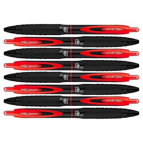Uni-Ball Uni-Ball Signo 307 Μέσου Σημείου Αναστρέψιμα Μολύβια Gel, Κόκκινα, 8 Τεμάχια