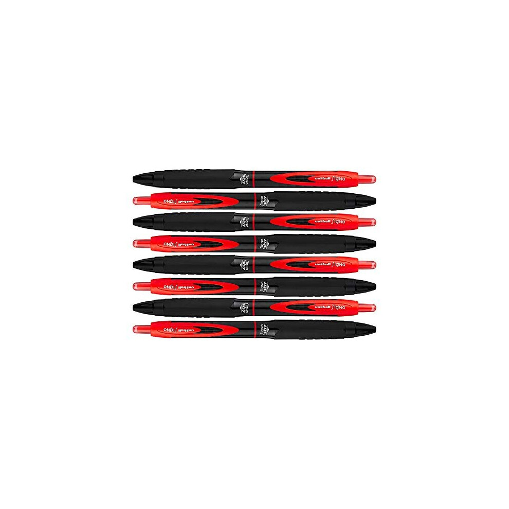 Uni-Ball Signo 307 Medium Point Retractable Rollerball Gel Pens, Red, 8 Count
