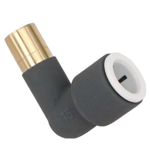 SPARES2GO Radiator Valve Reducing Elbow Stem Compression Anthracite 15mm x 15mm Pushfit 2