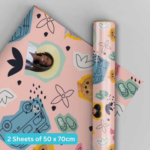 Barbie Birthday Wrapping Paper, 2 Sheets & 2 Tags, Kids Gift Wrap