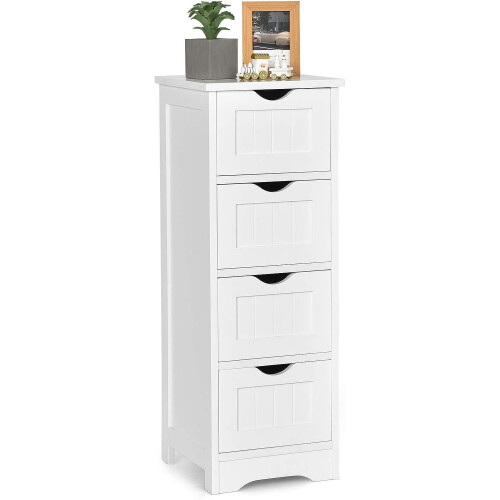 New 4 Drawer Wooden Bathroom Cabinets Wooden Storage Cupboard White 30x30x82CM
